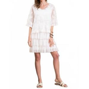 NEW SASSY BLING lace ruffle slip dress set in white